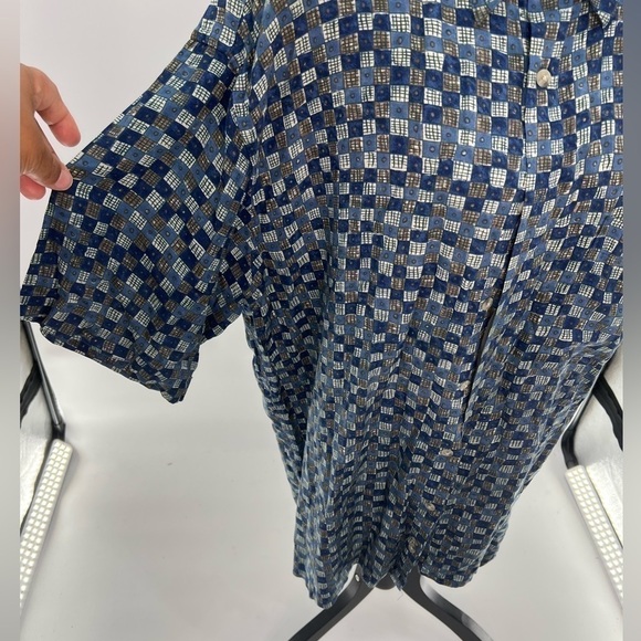Vintage Men's Pierre Cardin Rayon Button Up Shirt Basket Weave Print SZ XL - Picture 4 of 6